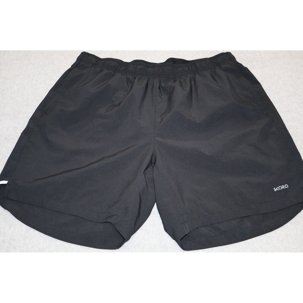 Skora Lined Running Shorts Mens XL Black Wick-Dry Athletic Gym Zip Pocket